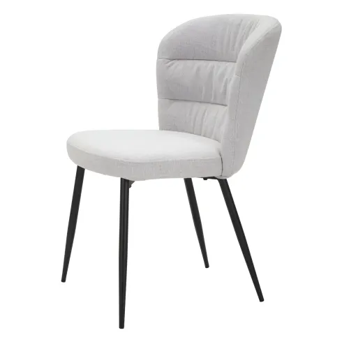 Set 2 Sedie da Pranzo in Tessuto Grigio Metallo Nero Seduta Imbottita