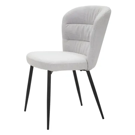 Set 2 Sedie da Pranzo in Tessuto Grigio Metallo Nero Seduta Imbottita