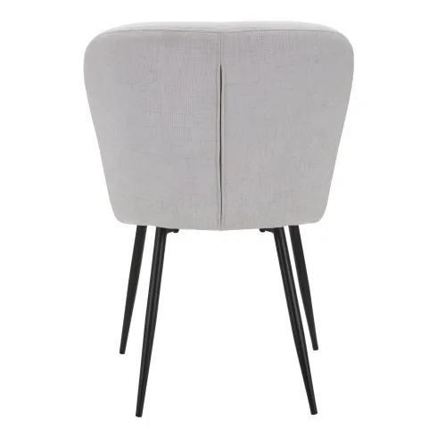 Set 2 Sedie da Pranzo in Tessuto Grigio Metallo Nero Seduta Imbottita