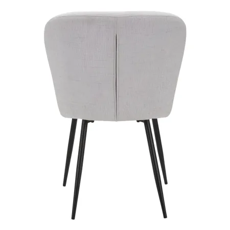 Set 2 Sedie da Pranzo in Tessuto Grigio Metallo Nero Seduta Imbottita