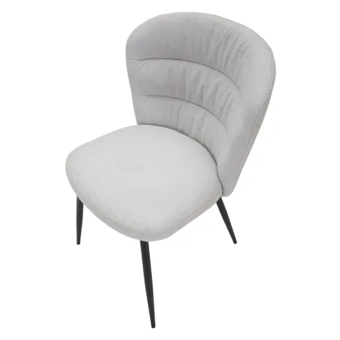 Set 2 Sedie da Pranzo in Tessuto Grigio Metallo Nero Seduta Imbottita