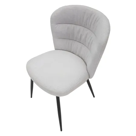 Set 2 Sedie da Pranzo in Tessuto Grigio Metallo Nero Seduta Imbottita