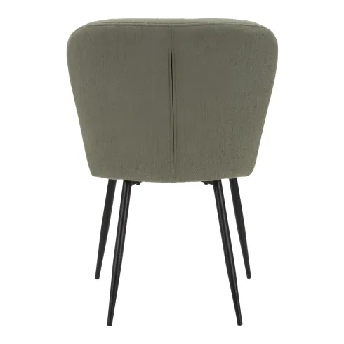 Set 2 Sedie da Pranzo in Tessuto Verde Metallo Nero Seduta Imbottita