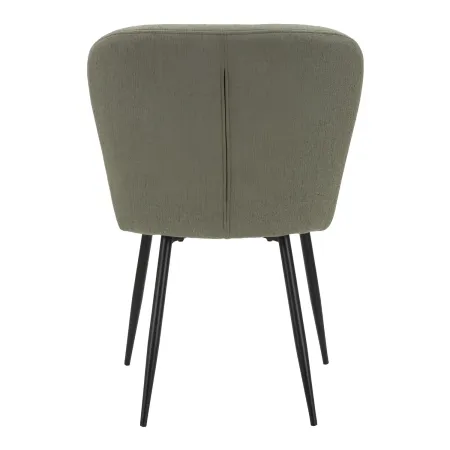 Set 2 Sedie da Pranzo in Tessuto Verde Metallo Nero Seduta Imbottita