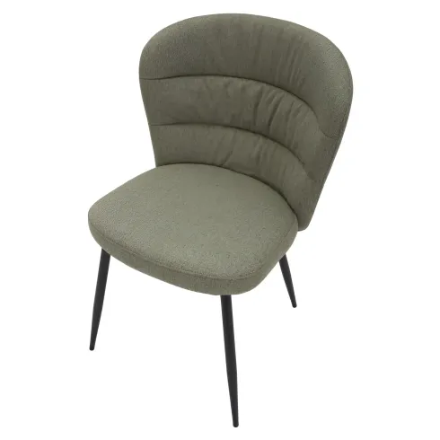 Set 2 Sedie da Pranzo in Tessuto Verde Metallo Nero Seduta Imbottita