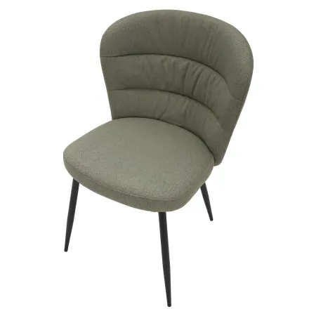 Set 2 Sedie da Pranzo in Tessuto Verde Metallo Nero Seduta Imbottita