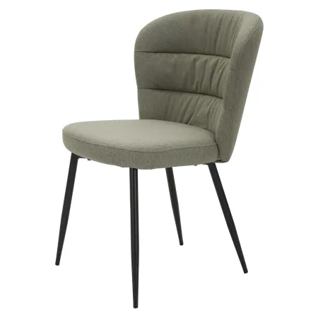 Set 2 Sedie da Pranzo in Tessuto Verde Metallo Nero Seduta Imbottita