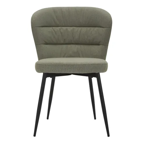 Set 2 Sedie da Pranzo in Tessuto Verde Metallo Nero Seduta Imbottita