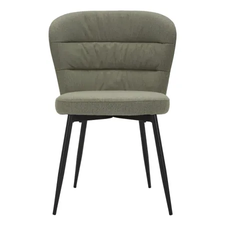 Set 2 Sedie da Pranzo in Tessuto Verde Metallo Nero Seduta Imbottita