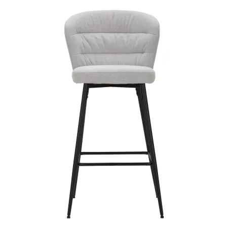 Set 2 Sgabelli da Bar Imbottiti Tessuto Grigio Struttura Metallo Nero