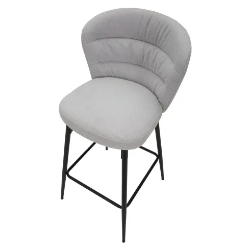 Set 2 Sgabelli da Bar Imbottiti Tessuto Grigio Struttura Metallo Nero