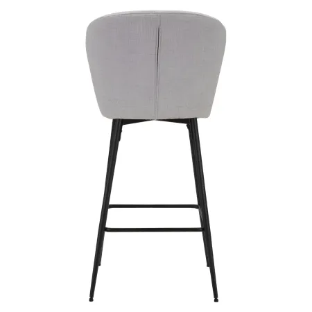 Set 2 Sgabelli da Bar Imbottiti Tessuto Grigio Struttura Metallo Nero