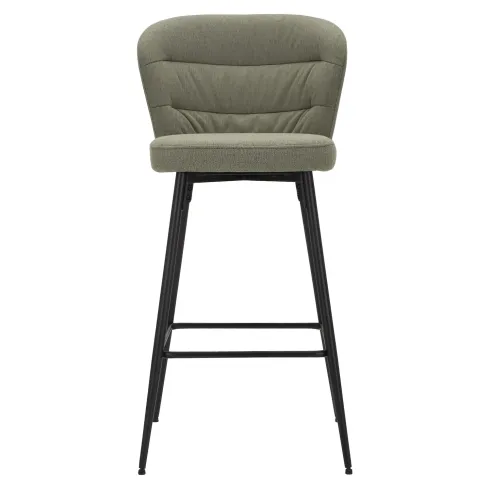 Set 2 Sgabelli da Bar Imbottiti Tessuto Verde Struttura Metallo Nero