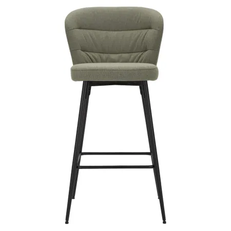 Set 2 Sgabelli da Bar Imbottiti Tessuto Verde Struttura Metallo Nero