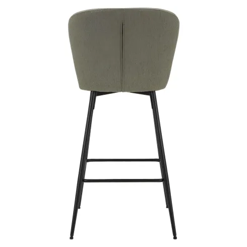 Set 2 Sgabelli da Bar Imbottiti Tessuto Verde Struttura Metallo Nero