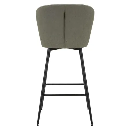 Set 2 Sgabelli da Bar Imbottiti Tessuto Verde Struttura Metallo Nero