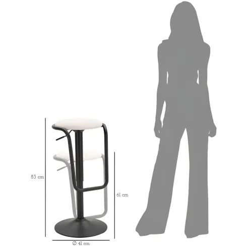 Sgabello Bar Girevole Regolabile Metallo Nero Tessuto Imbottito Beige