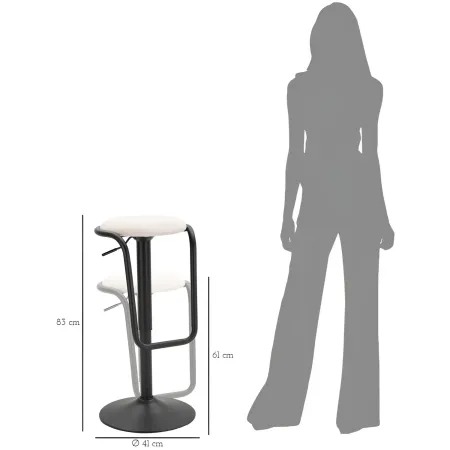 Sgabello Bar Girevole Regolabile Metallo Nero Tessuto Imbottito Beige