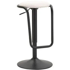 Sgabello Bar Girevole Regolabile Metallo Nero Tessuto Imbottito Beige