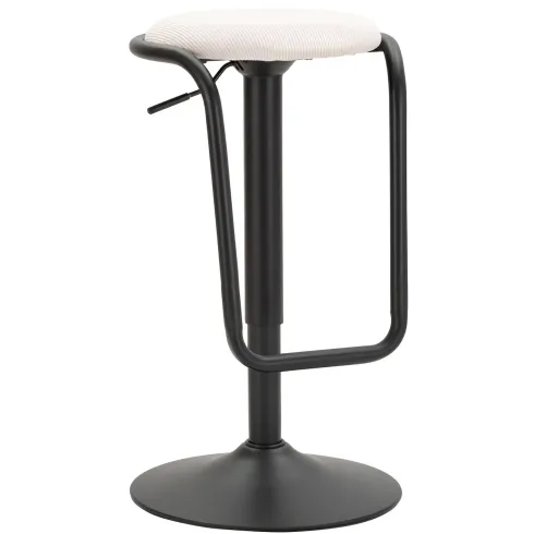 Sgabello Bar Girevole Regolabile Metallo Nero Tessuto Imbottito Beige