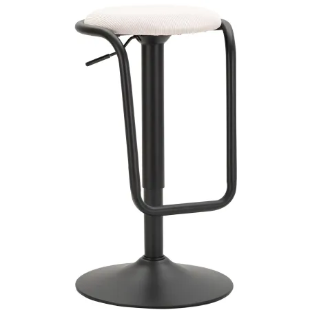 Sgabello Bar Girevole Regolabile Metallo Nero Tessuto Imbottito Beige