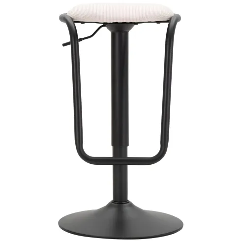 Sgabello Bar Girevole Regolabile Metallo Nero Tessuto Imbottito Beige