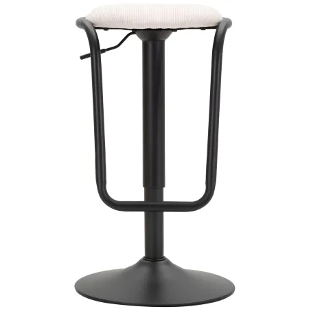 Sgabello Bar Girevole Regolabile Metallo Nero Tessuto Imbottito Beige