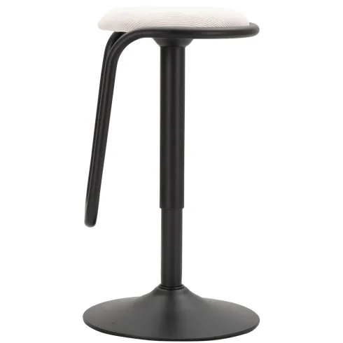 Sgabello Bar Girevole Regolabile Metallo Nero Tessuto Imbottito Beige