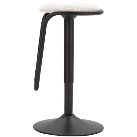 Sgabello Bar Girevole Regolabile Metallo Nero Tessuto Imbottito Beige