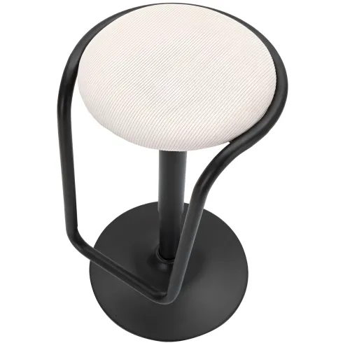Sgabello Bar Girevole Regolabile Metallo Nero Tessuto Imbottito Beige