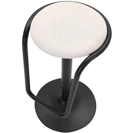 Sgabello Bar Girevole Regolabile Metallo Nero Tessuto Imbottito Beige