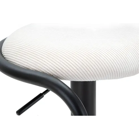 Sgabello Bar Girevole Regolabile Metallo Nero Tessuto Imbottito Beige