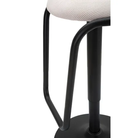 Sgabello Bar Girevole Regolabile Metallo Nero Tessuto Imbottito Beige