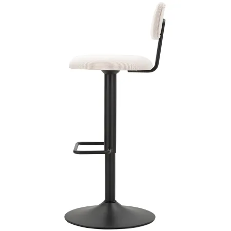 Set 2 Sgabelli da Bar Regolabili Metallo Nero Tessuto Imbottito Beige