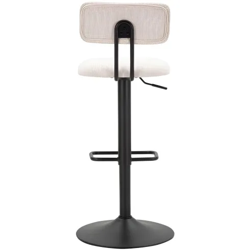 Set 2 Sgabelli da Bar Regolabili Metallo Nero Tessuto Imbottito Beige