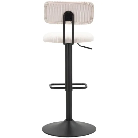 Set 2 Sgabelli da Bar Regolabili Metallo Nero Tessuto Imbottito Beige