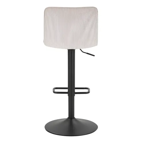 Set 2 Sgabelli Bar Regolabili Metallo Nero Tessuto Beige Poggiapiedi