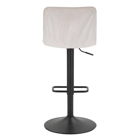 Set 2 Sgabelli Bar Regolabili Metallo Nero Tessuto Beige Poggiapiedi