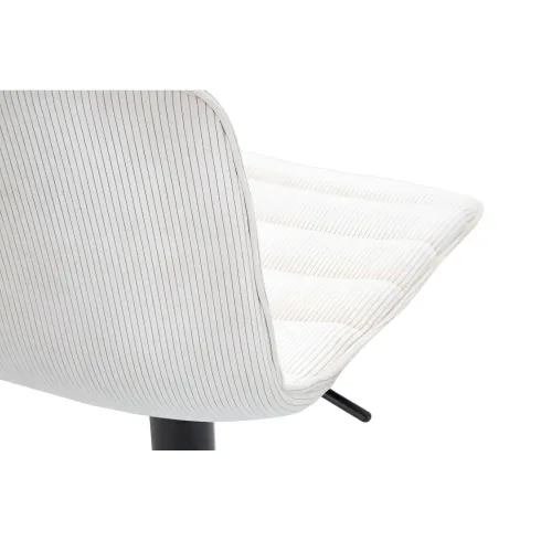 Set 2 Sgabelli Bar Regolabili Metallo Nero Tessuto Beige Poggiapiedi