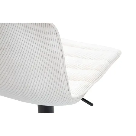 Set 2 Sgabelli Bar Regolabili Metallo Nero Tessuto Beige Poggiapiedi