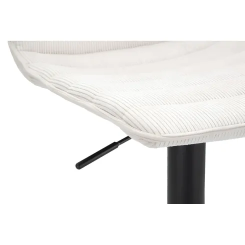 Set 2 Sgabelli Bar Regolabili Metallo Nero Tessuto Beige Poggiapiedi