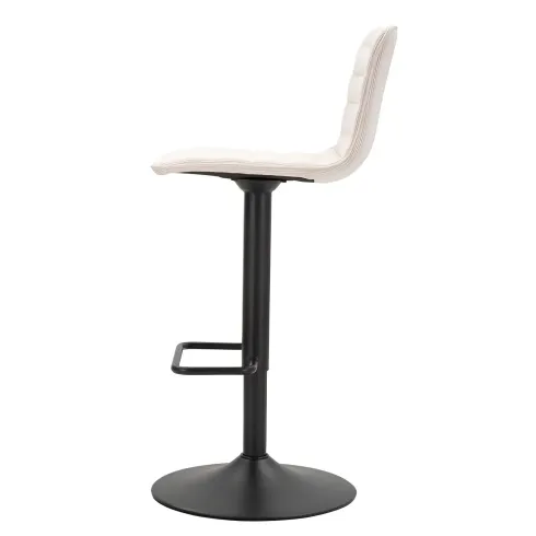 Set 2 Sgabelli Bar Regolabili Metallo Nero Tessuto Beige Poggiapiedi