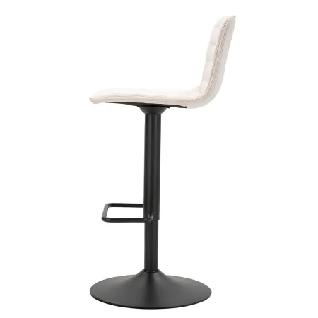 Set 2 Sgabelli Bar Regolabili Metallo Nero Tessuto Beige Poggiapiedi
