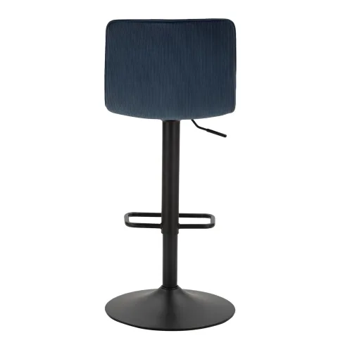 Set 2 Sgabelli Bar Regolabili Metallo Nero Tessuto Blu Poggiapiedi