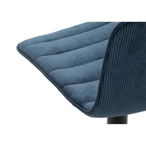 Set 2 Sgabelli Bar Regolabili Metallo Nero Tessuto Blu Poggiapiedi