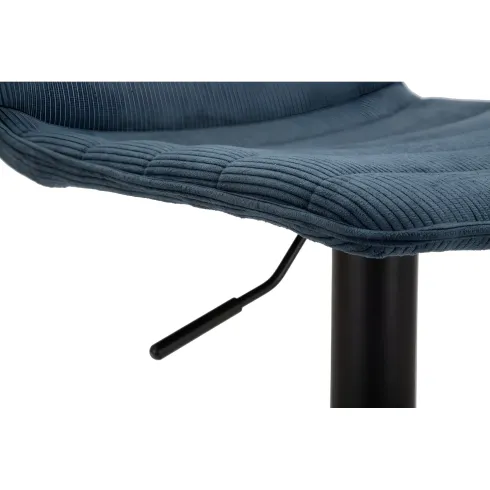 Set 2 Sgabelli Bar Regolabili Metallo Nero Tessuto Blu Poggiapiedi
