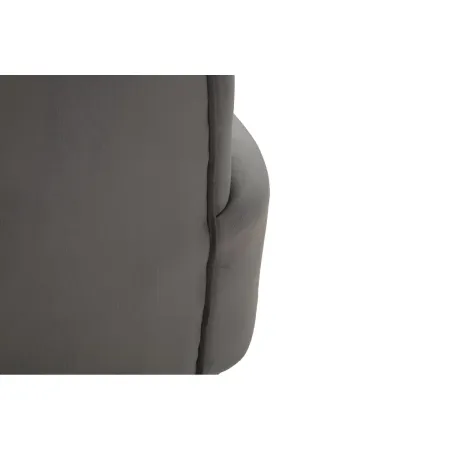 Poltrona Imbottita in Velluto Grigio con Cuscino Gambe in Metallo