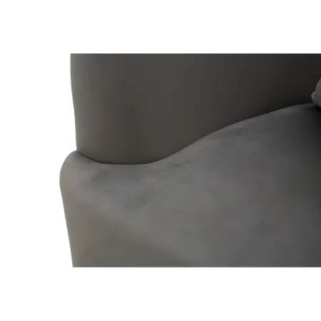 Poltrona Imbottita in Velluto Grigio con Cuscino Gambe in Metallo