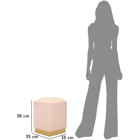 Pouf Imbottito Similpelle Trapuntata Rosa Oro Salotto Camera da Letto