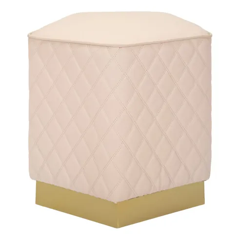 Pouf Imbottito Similpelle Trapuntata Rosa Oro Salotto Camera da Letto